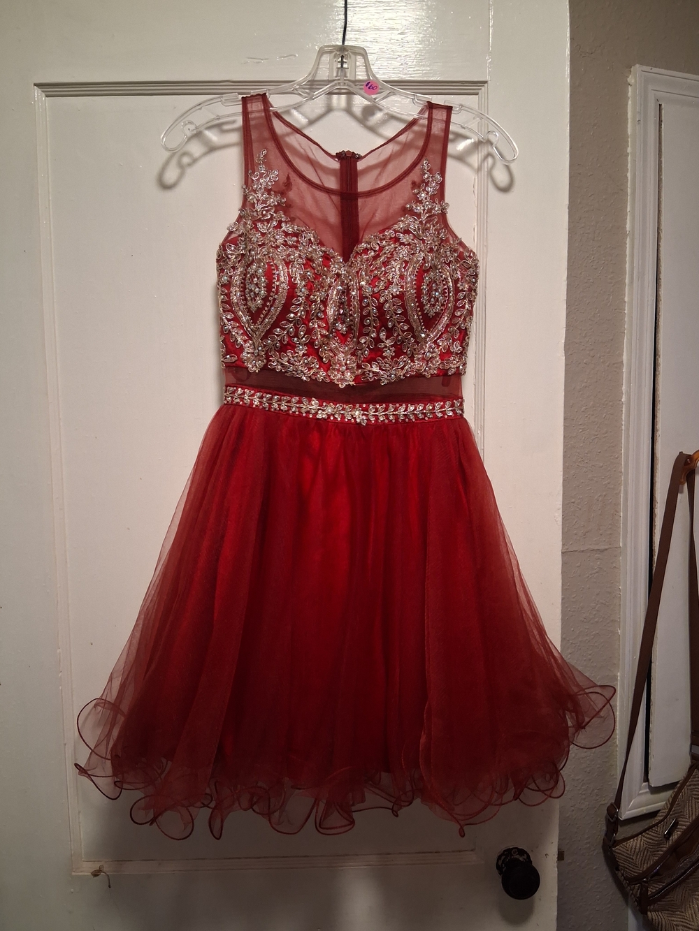 Dancing Queen Red Embellished Tulle Party Dress